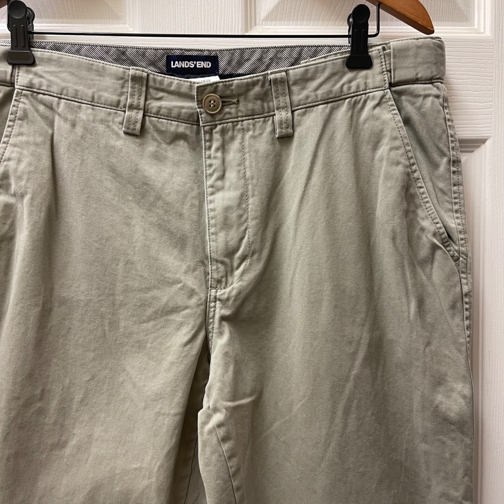 Vintage LL Bean Knockabout Chino Pants‎ Men's 34x29 Green/Gray Flat Front